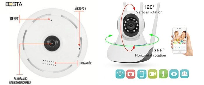 Kablosuz kamera kablosuz geniş açı