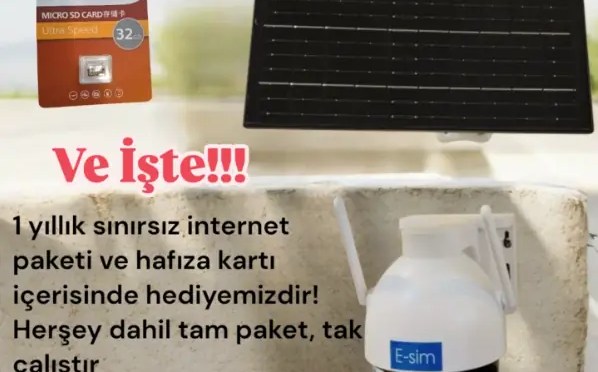 1 Yıllık eSIM Paketli Kablosuz Solar İzleme Kamerası