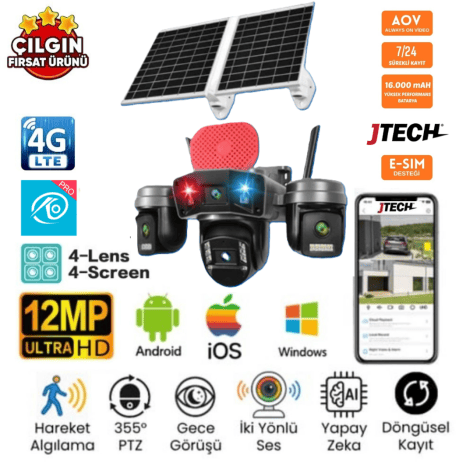 O-Kam OK-336 Premium 4G Solar PTZ Güvenlik Kamerası