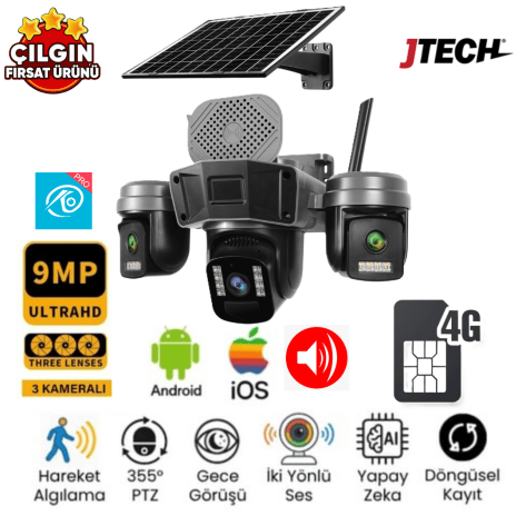 O-Kam OK-310 4G Solar PTZ Kamera – 9MP Çözünürlük