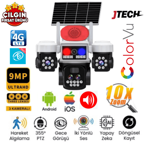 O-Kam 5051 10x Zoomlu Solar PTZ Kamera (9MP, 4G)