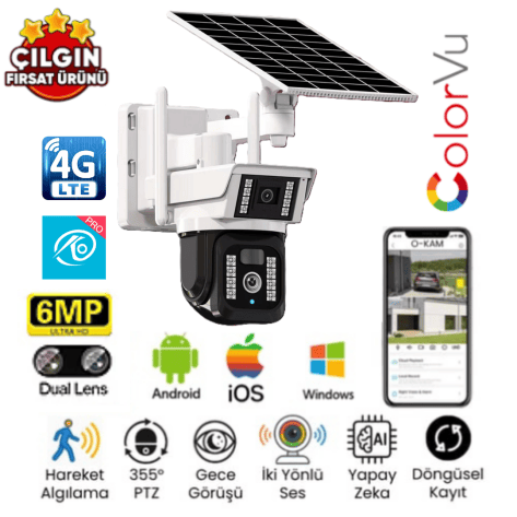 O-Kam 3940 Solar PTZ Kamera – 6MP 4G Bağlantı