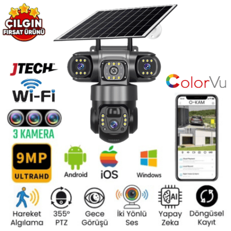 O-Kam 6040 Wi-Fi Solar PTZ Kamera – 9MP Çözünürlük