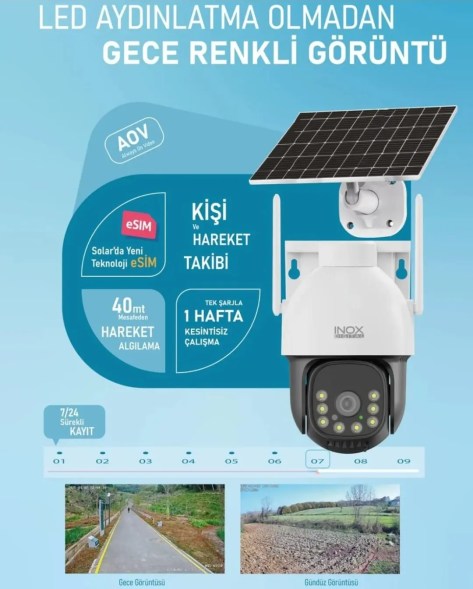 INOX X12 eSIM Solar Kamera - WiFi'sız Alan İzleme