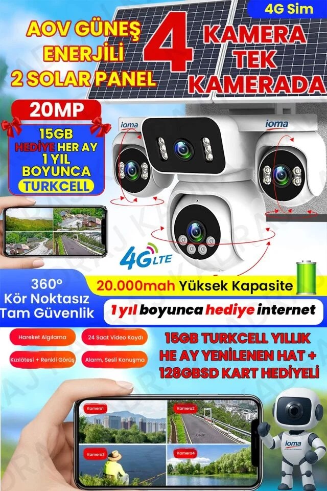 IOMA RA42G8A 4G Güneş Enerjili Tarla Kamerası