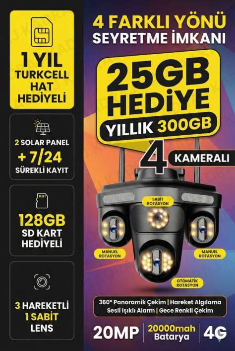 Kadraj X67 V3 Çift Işıklı Gece Görüşlü Bahçe Kamerası