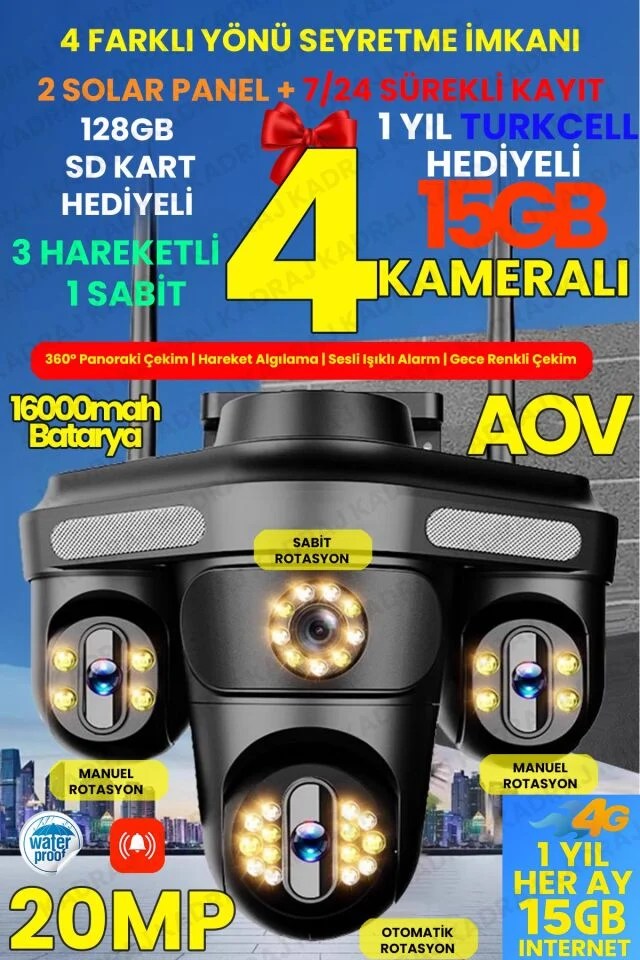 Kadraj X67 Çift Işıklı Gece Görüşlü 4G Kamera
