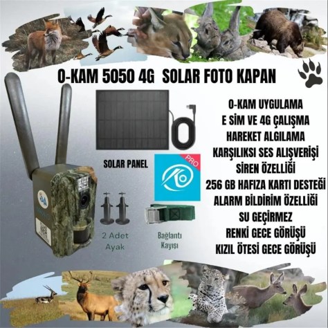 Yeni Nesil OKAM 5050 4G Solar Fotokapan Kamera