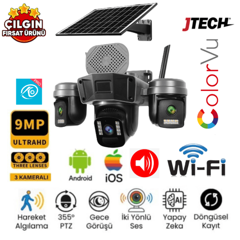 O-Kam 5210 9MP Wi-Fi Solar PTZ Kablosuz Kamera