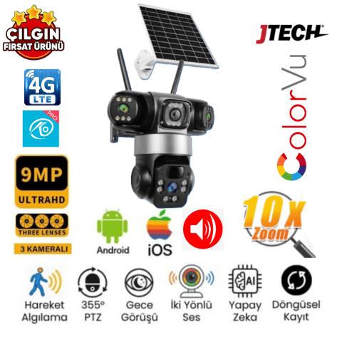 O-Kam 6060 9MP 4G Solar PTZ Güvenlik Kamerası