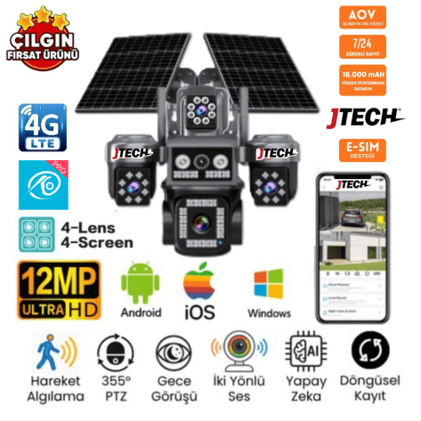 O-Kam OK-332 Premium 4G 12MP Solar PTZ Kamera Seçeneği