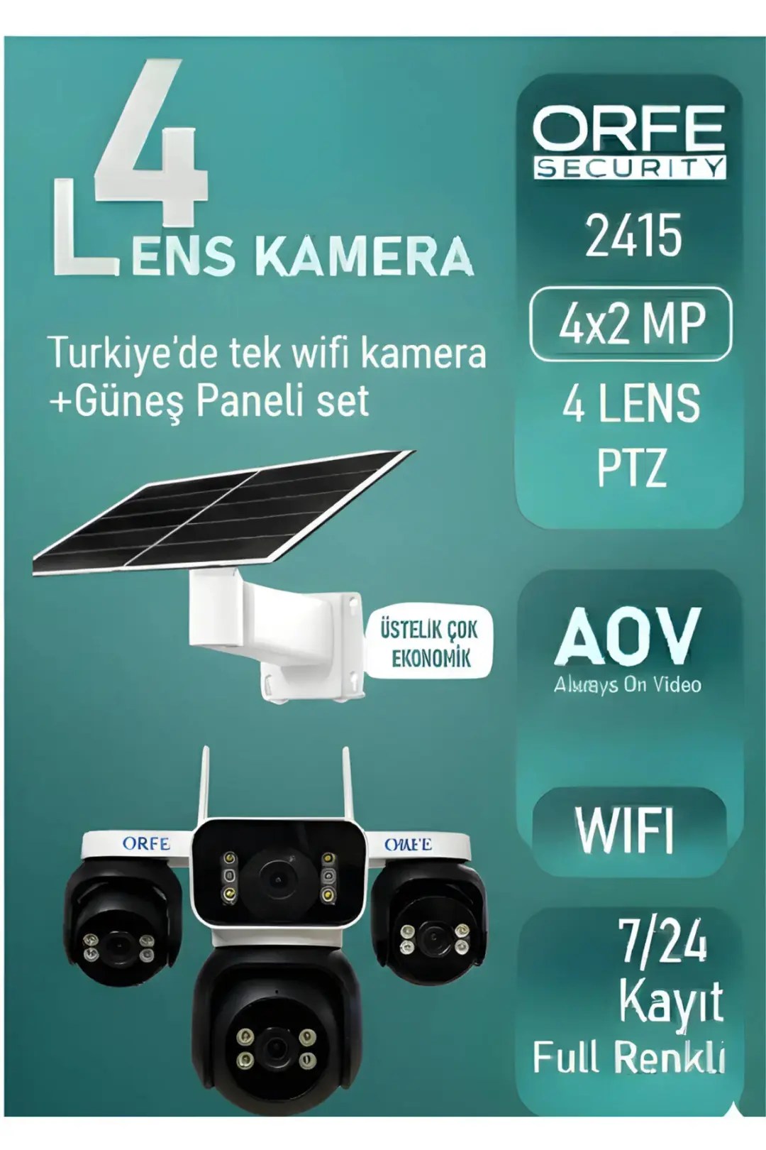 ORFE ORF-2415 20W Panelli Kablosuz WiFi Kamera Seti