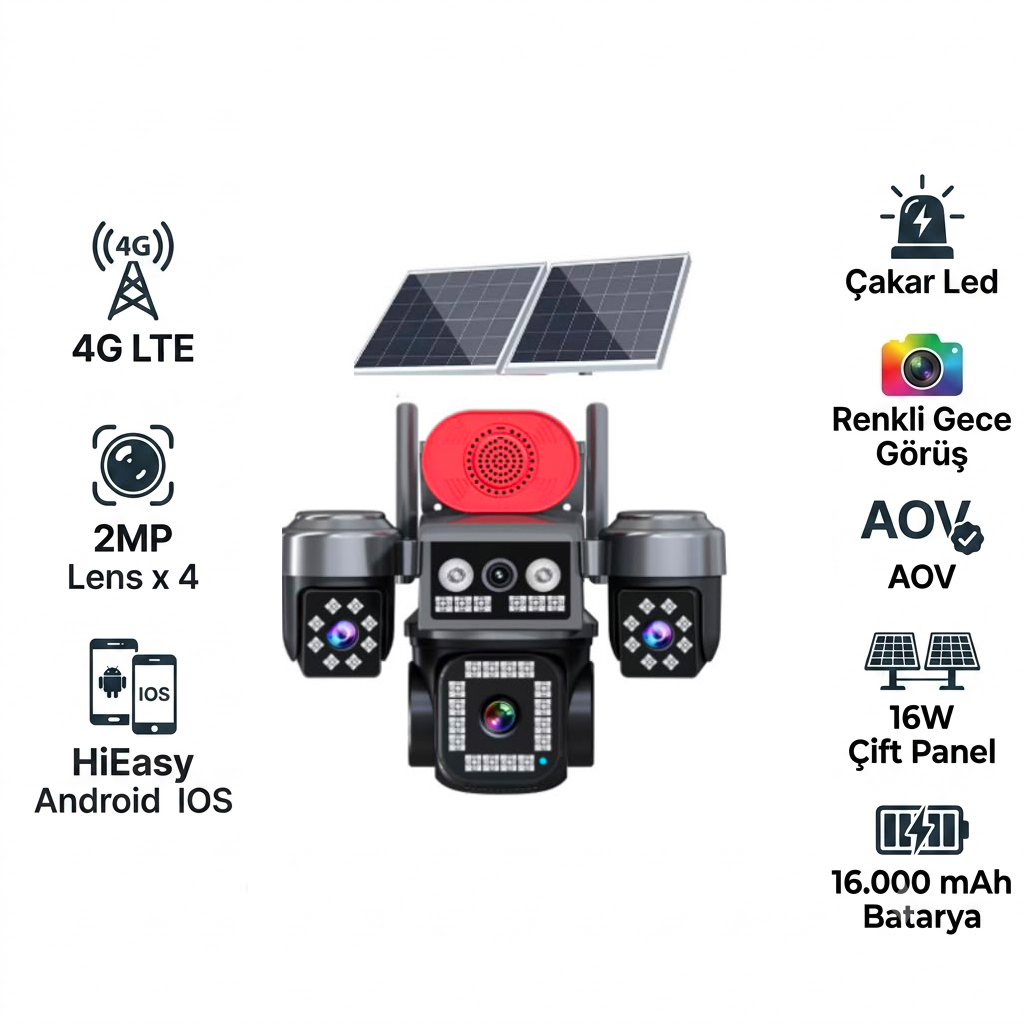 X5Tech 84-GZ Sim Kartlı Akıllı Güneş Enerjili 4G Güvenlik Kamerası
