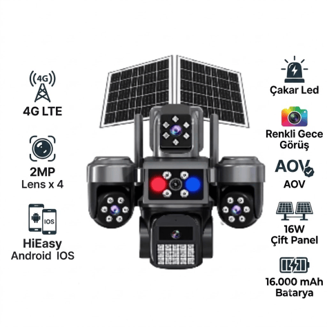 X5TECH 85-GZ PT Döner 4G Solar Güvenlik Kamerası